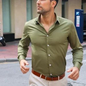 Camisa Bambú "Tacto Seda" - Verde Oliva