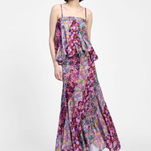 Falda larga con volantes