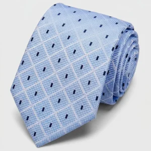 Corbata Azul Cielo con Microdibujo Geométrico