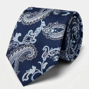 Corbata Azul Marino con Estampado Paisley